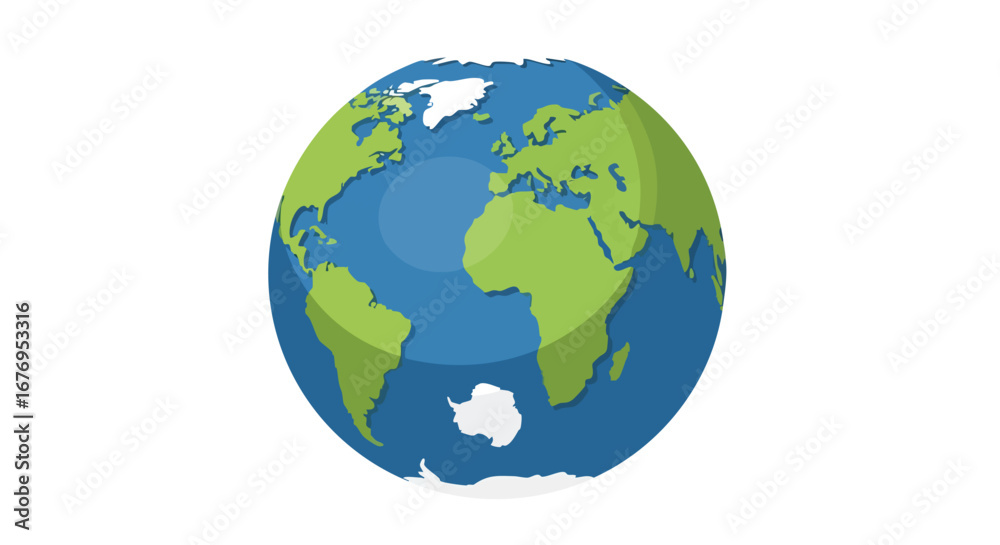 Naklejka premium Stylized world globe illustration showcasing continents and oceans for educational visuals