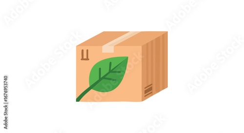 Eco-Friendly Packaging: A Sustainable Choice for a Greener Future, Box with leaf signifies environmentally conscious delivery and shipment solutions