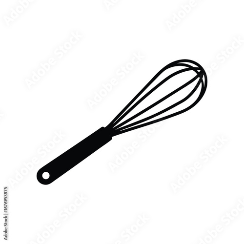 Whisk's Simple Elegance: A minimalist illustration of a whisk, the essential tool for culinary precision. A clean, modern design conveys the essence of this kitchen staple.