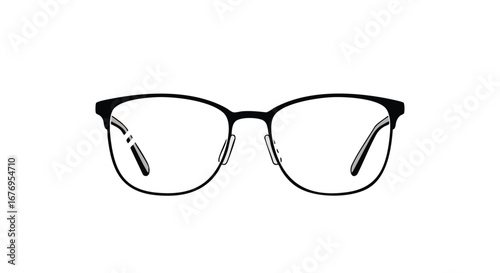 Elegant Eyeglasses Frame Displayed Centrally, Ideal for Vision Correction Product Promotion and Stylish Accessories Illustration