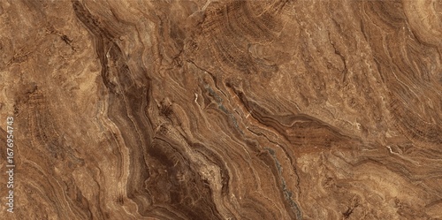 Textured brown rock formation with swirling patterns and mineral deposits	
