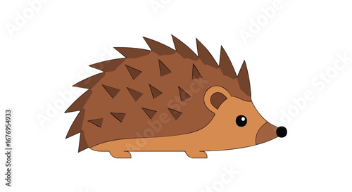 Stylized Hedgehog Illustration with Brown Spikes and Simple Design for Children Books and Print Media Projects