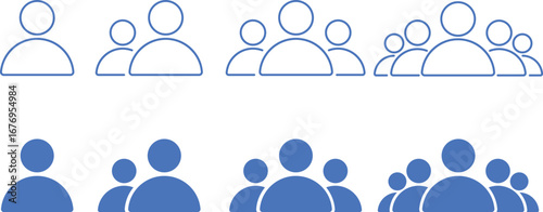People group icons set. representing teamwork symbols. company development icons. partnership in an organization

