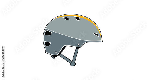 Sleek cycling safety helmet illustration showcasing modern design and protection features ideal for promoting bicycle riding and injury prevention