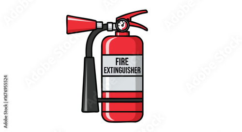 Illustrative Representation of a Red Fire Extinguisher Against a Plain White Background Indicating Safety Equipment