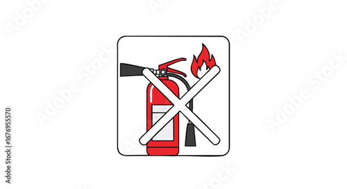 Symbolic depiction of fire extinguisher prohibition indicating safety regulation and hazard prevention in facilities or structures