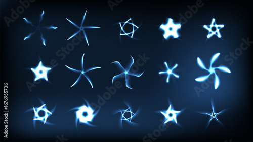 Glow Star Colorful Abstract Vector Object set blue