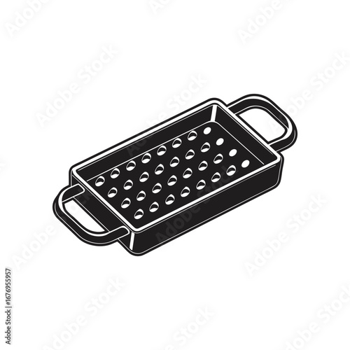 Grilling Pan: A meticulously crafted grilling pan, showcased in a detailed, graphic style.
