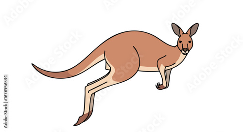 A stylized illustration of a kangaroo mid-stride, simple and engaging, perfect for children's books and educational resources depicting australian
