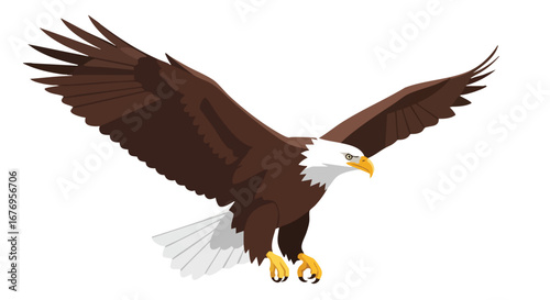 Bald Eagle Gliding in Flight: A Symbolic Representation of Freedom and Power with Vector Design, Striking a Balance Between Wildlife and Graphic