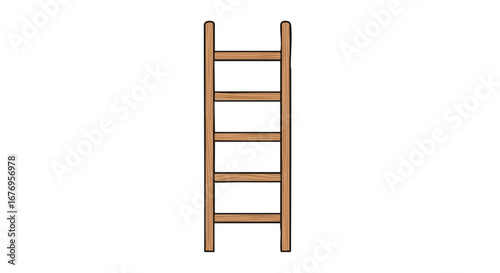Illustration of a Simple Wooden Ladder with Parallel Rungs Against a White Background, Providing Vertical Access in Home Improvement and