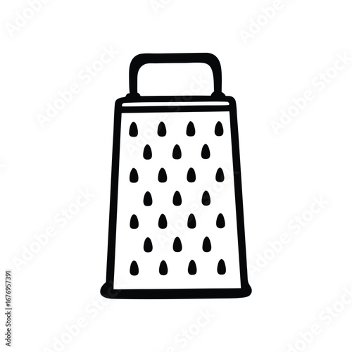 Kitchen Grater: An illustrative depiction of a sleek, simple kitchen grater. Sharp blades and a sturdy handle promise effortless preparation, capturing the essence of culinary utility and design.