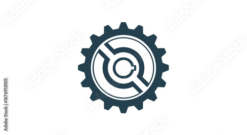 Mechanical gear with intricate central design showcases engineering precision and symmetry symbolizing technological advancement and connectivity