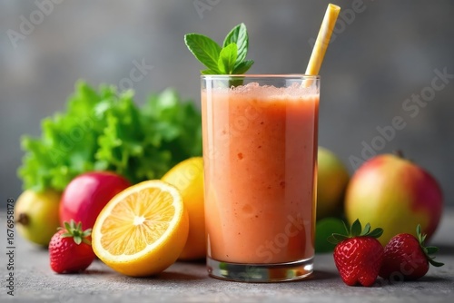 Wallpaper Mural A vibrant mix of fresh fruits and vegetables blended into a refreshing kitchen shake, ready to be enjoyed Perfect for a healthy and delicious breakfast or snack , cool, healthy, smoothie Torontodigital.ca