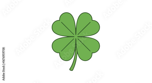 Four-leaf clover illustration symbolizing Irish heritage and good fortune concept featuring a minimalist isolated design for festive occasions and
