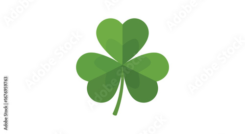 Lucky Shamrock Leaf Illustration on White Background, Symbolizing Irish Heritage and St. Patrick's Day Celebrations of Festive Tradition 75 characters