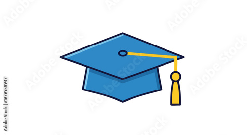 Stylized graduation cap illustration symbolizes educational achievement and represents academic success, ideal for vector-based projects and designs