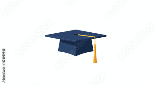 A blue graduation cap with a gold tassel symbolizes academic achievement and educational success for students marking a milestone of effort