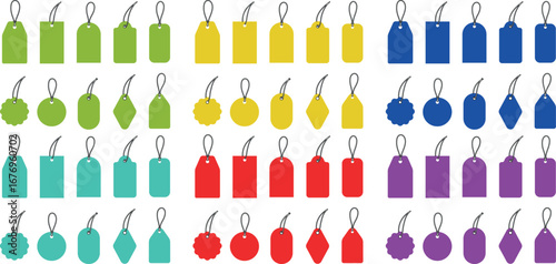 Empty Price Tags varient set with different colours editable EPS files 