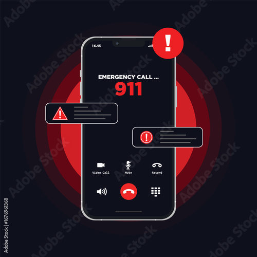 Obraz na płótnie Emergency Call on the phone need help concept illustration