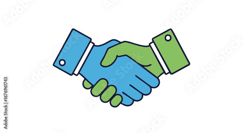 Stylized Handshake: A Symbol of Agreement, Collaboration, and Partnership Depicted with Clean Lines and a Modern Aesthetic