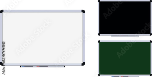 Vector Illustration of Whiteboard and Blackboard Set – Education and Office EPS Design