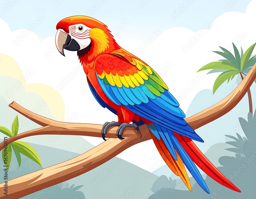 Obraz premium Colorful parrot perched on branch (1)