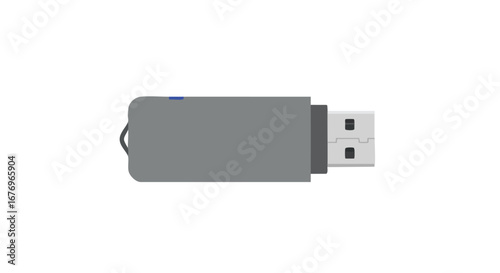 Modern compact gray usb flash drive illustrating portable data storage technology for computer connectivity solution concept