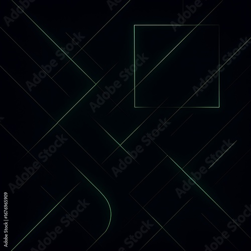 Abstract Geometric Neon Light Lines Pattern Dark Background