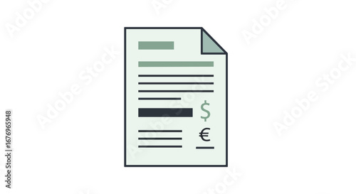 An illustration representing a financial document with dollar and euro symbols to represent global business 7