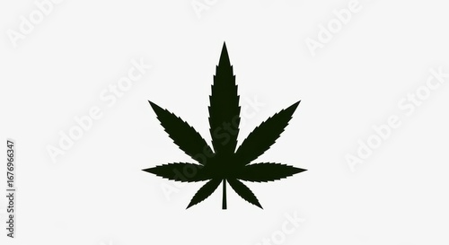 Minimalist cannabis leaf silhouette on a clean white background design