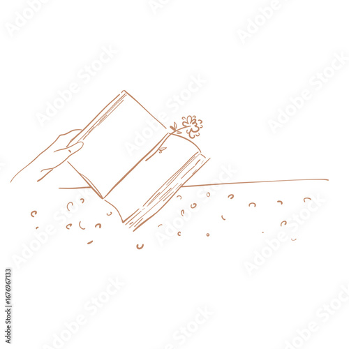 Minimalist Line Art Book Illustration – Reading & Cozy Lifestyle