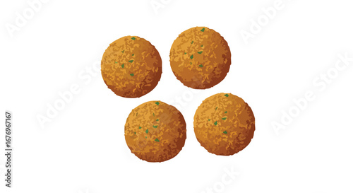 Delicious falafel balls presented on a clean white backdrop, perfect for healthy eating promotions or culinary illustration, vibrant colors and
