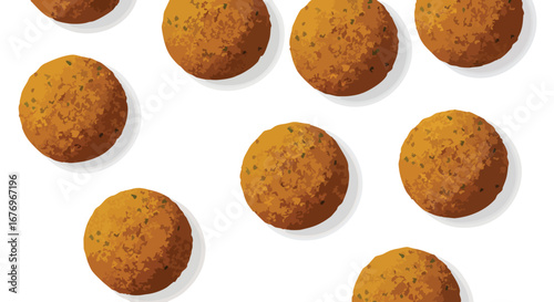 Crispy Falafel Balls Pattern on Plain Background, Middle Eastern Cuisine Concept, Gastronomic Background, Culinary Spheres