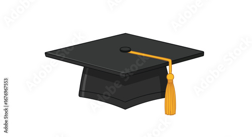 Illustration of a Classic Graduation Cap with Tassel Symbolizing Academic Achievement and the Completion of Studies and Future Endeavors