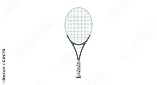Isolated tennis racket illustration against white backdrop symbolizing athletic leisure and competitive sports equipment for recreational activity