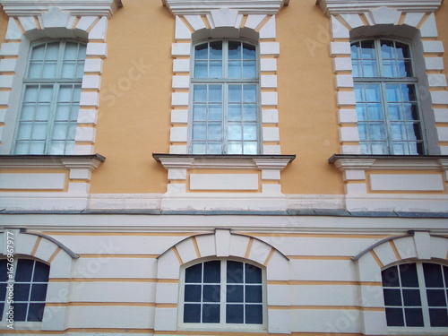 Fragment of the facade wall of the old Rundale Castle in Latvia