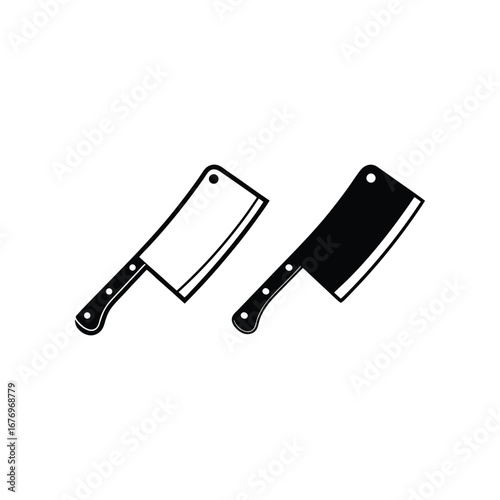 Cleavers: Highlighting the precise utility of two cleavers for all your culinary or industrial needs. showcasing their classic design and sleek appearance.