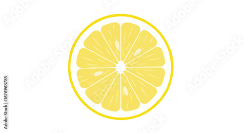 Vibrant citrus vector graphic: a refreshing, simplified representation of a lemon slice, perfect for healthy recipes or summer themes and visual