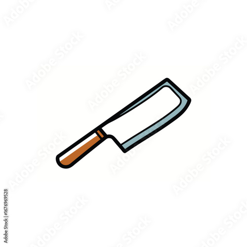 Sharp Cleaver for Cooking: A detailed illustration presents a gleaming cleaver, showcasing its sharp blade and ergonomic handle, ready for culinary tasks.