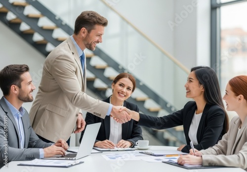 Successful business negotiations and partnership agreement meeting concept