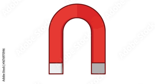 U-shaped magnet cartoon illustration, ideal for physics concepts and educational materials focusing on magnetism and attraction properties showcased