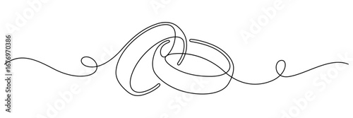 wedding rings continuous line drawing minimalist art