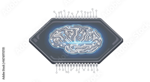 Artificial intelligence: Futuristic brain circuit board design showcasing advanced digital processing and neural network connectivity technology
