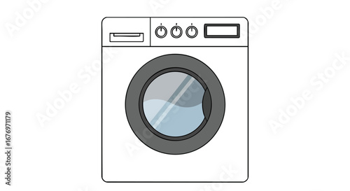 Modern Washing Machine Illustration for Home Appliances and Laundry Themes Depicting Cleanliness and Efficiency in Home Care with Simple Design