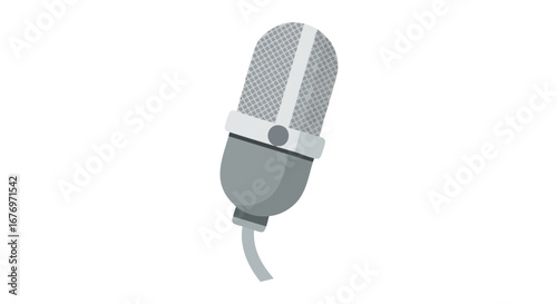 Monochrome Mic Illustration: Vector Image of a Gray Microphone on a White Background, Ideal for Audio and Recording Projects