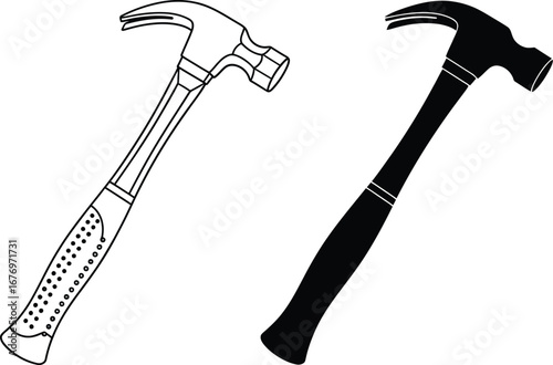 Hammer illustration set construction tool diy equipment