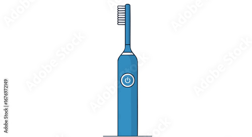 Stylized depiction of a blue electric toothbrush emphasizing modern oral hygiene and dental care with a sleek and clean design for everyday use