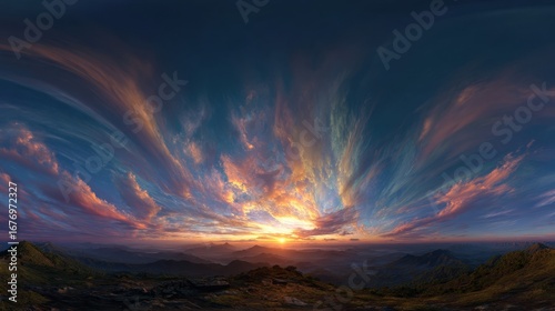 Wallpaper Mural Vivid sunset over a calm body of water with colorful clouds and a radiant horizon Torontodigital.ca