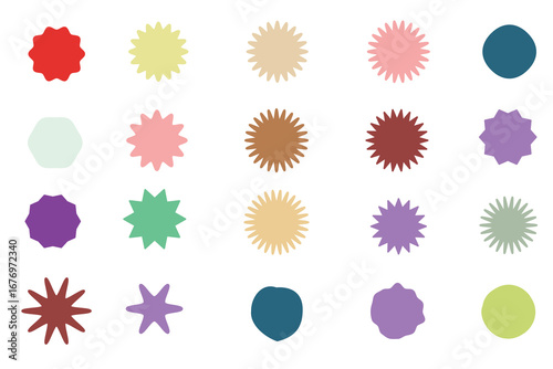 Circle wavy edge label shape for promo sale price offer badge sticker icon set